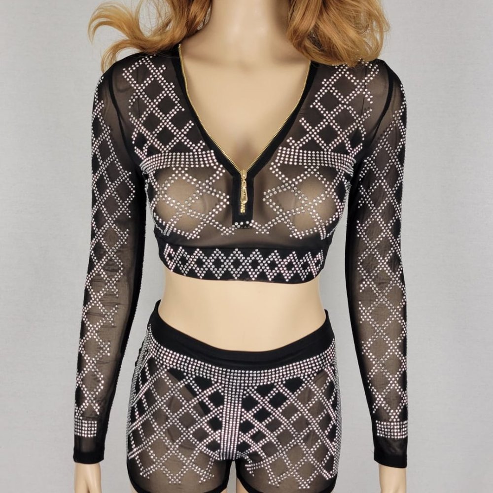 Black Two Piece Sequin Outfit